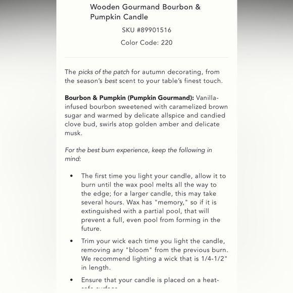 Wooden gourmand bourbon & pumpkin glass candle - Picture 7 of 10